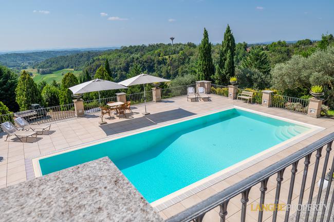 Located on it's own hill with views of vineyards, Alps and the Langhe hills